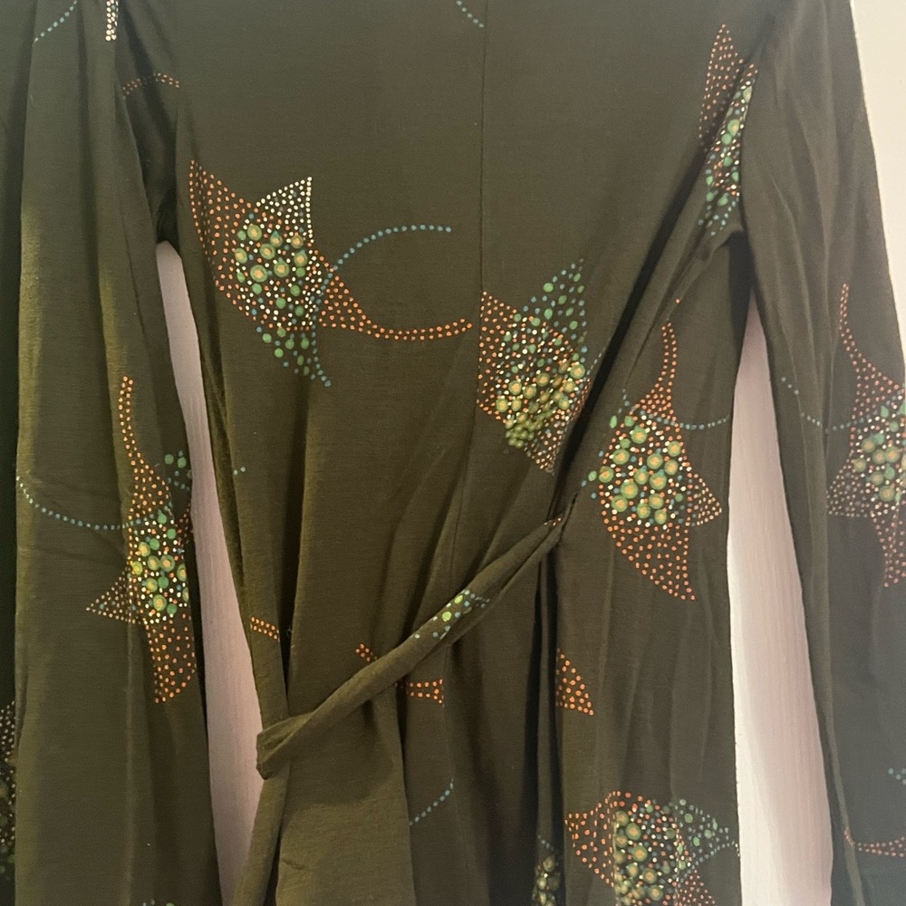 Brown Floral Wrap Top and Skirt Set - Picture 6 of 7